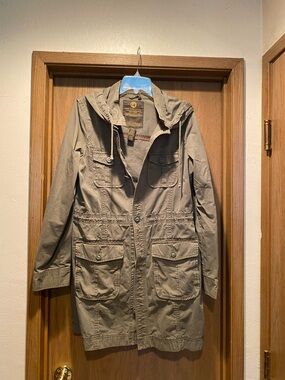 Lucky Brand Olive Green Hooded Utility Jacket